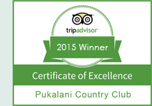 Trip Advisor Certificate of Excellence - Pukalani Country Club 2015 winner